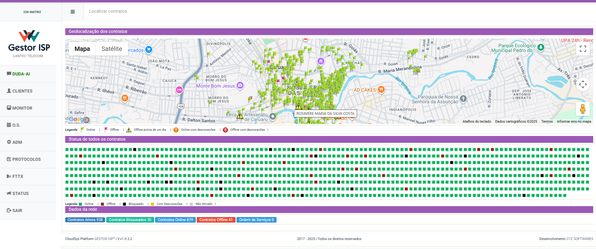 Dashboard GESTOR ISP - Monitoramento de Tráfego